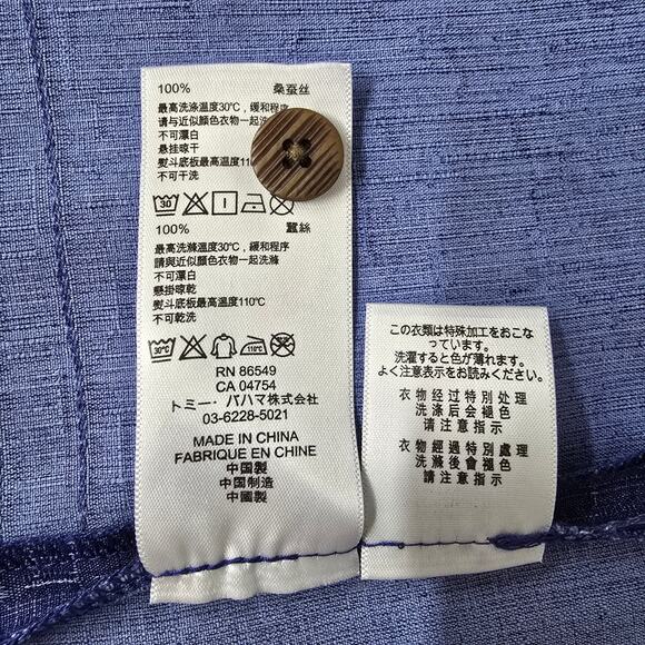 Tommy Bahama Silk Camp Shirt Men S Geometrical Print Short Sleeve Royal Blue - Picture 13 of 13